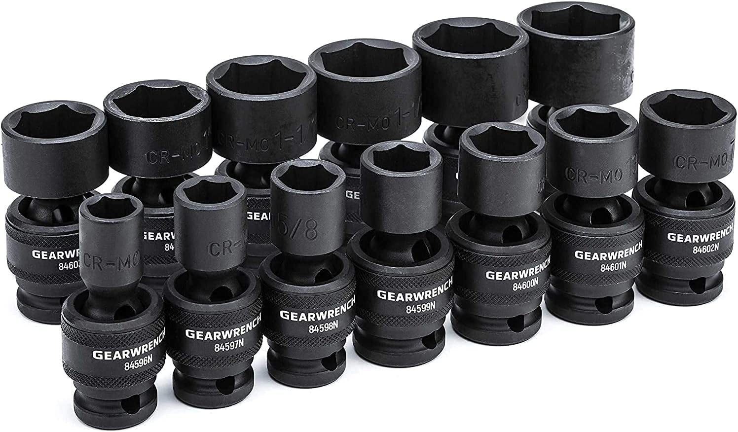 GEARWRENCH 13 Pc. 1/2" Drive 6 Pt. Standard Universal Impact Socket Set, SAE - 84938N