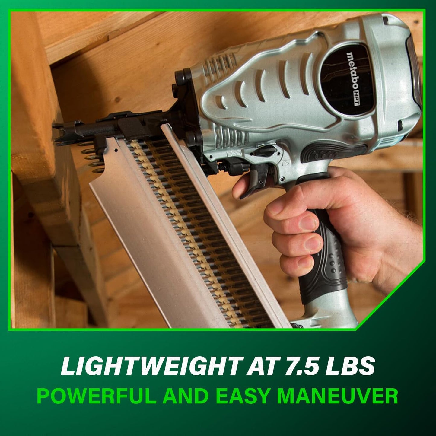 Metabo HPT Framing Nailer, Pro-Preferred Power Nailer for Flooring, Roof Decking, and More, Lightweight 7.5 Lbs Framing Tool for 21° 2" to 3-1/2" Plastic Collated Nails, NR90AES1 | Pro-Preferred Lightweight 7.5 Lbs Power Tool, Roof Decking and Flooring Use, Drives 2 to 3.5 Inch Nails