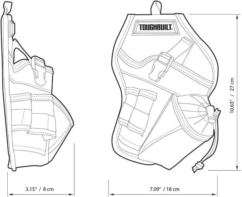 - Drill Holster, Adjustable Safety Strap & Bit Pockets, TB-220-B | Cliptech Hub Included, Adjustable Drill Strap, Bit Storage Pockets, 1680D Construction, Secure Access, Jobsite Ready