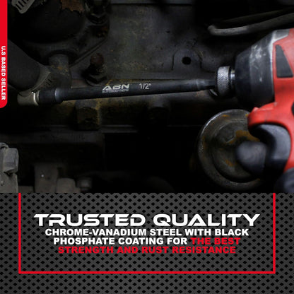 1/2 in Impact Nut Driver Tool - SAE 6 in Long Shank Nut Driver Bits Magnetic Tip Sockets, 1/4 in Hex Shank