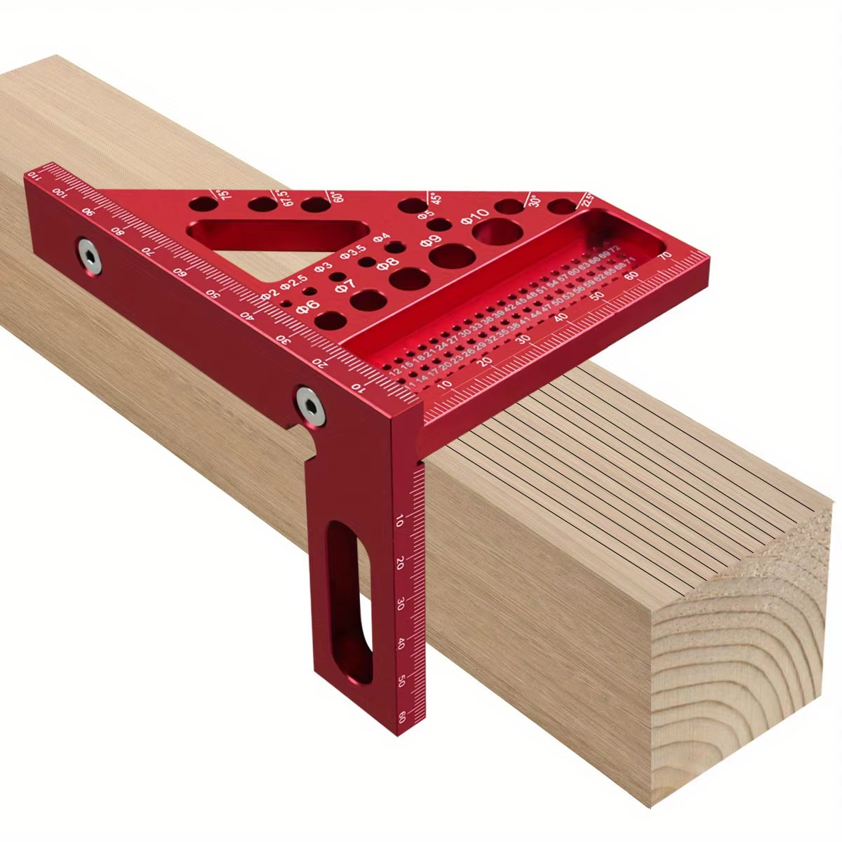 Woodworking Square Protractor, Woodworking Square with Dowel Pins,Aluminum Alloy Miter Triangular Ruler,Angler Scriber