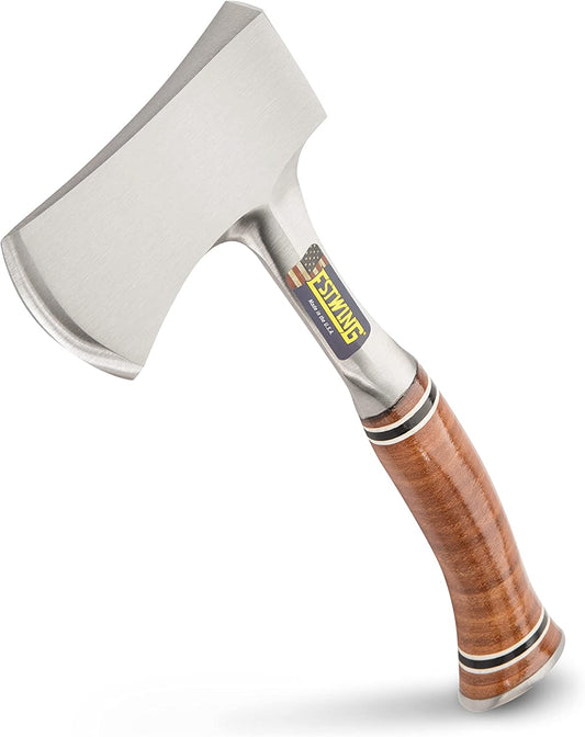Sportsman'S Axe - 12" USA Made Camping Hatchet with Forged Steel Construction & Genuine Leather Grip - E14A | Made in USA, Compact & Versatile, Genuine Leather Grip, Forged in One Piece, Heavy Duty Sheath
