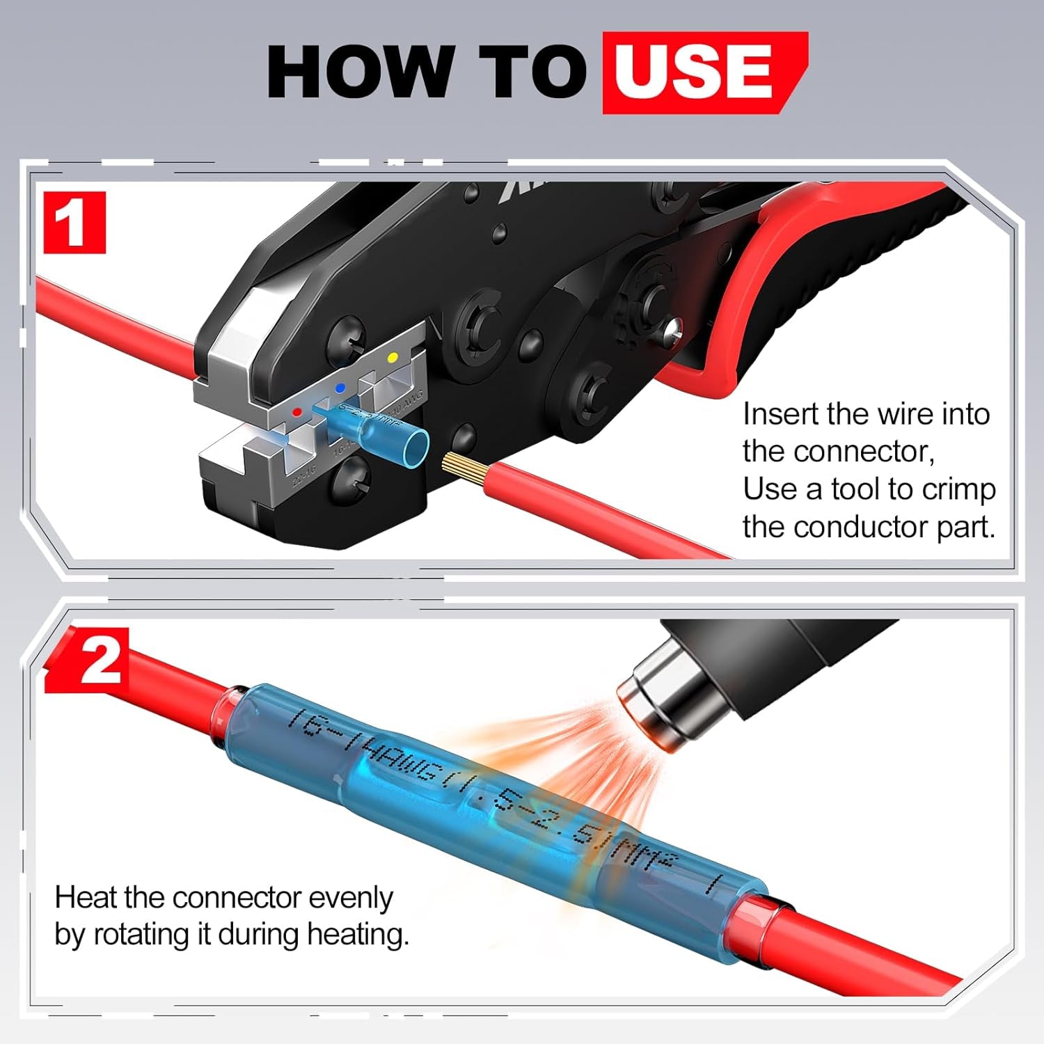 Heat Shrink Wire Butt Connector Kit Marine Waterproof Crimp Splice Terminal | ,100 Pcs