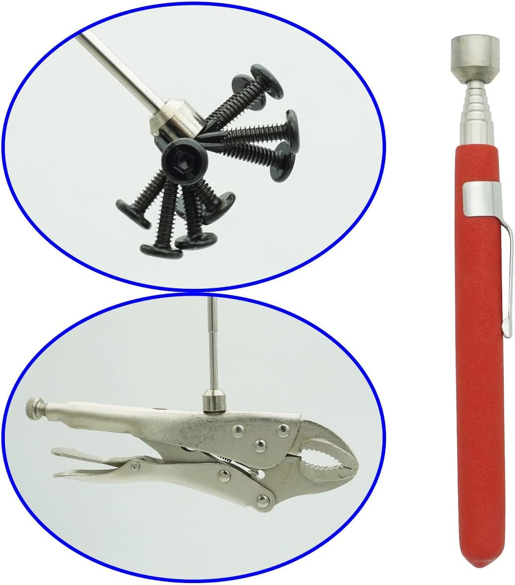 Telescopic Magnetic Pickup Tool,5Lb Magnet Stick,24" Extendable Magnet with Pocket Clip