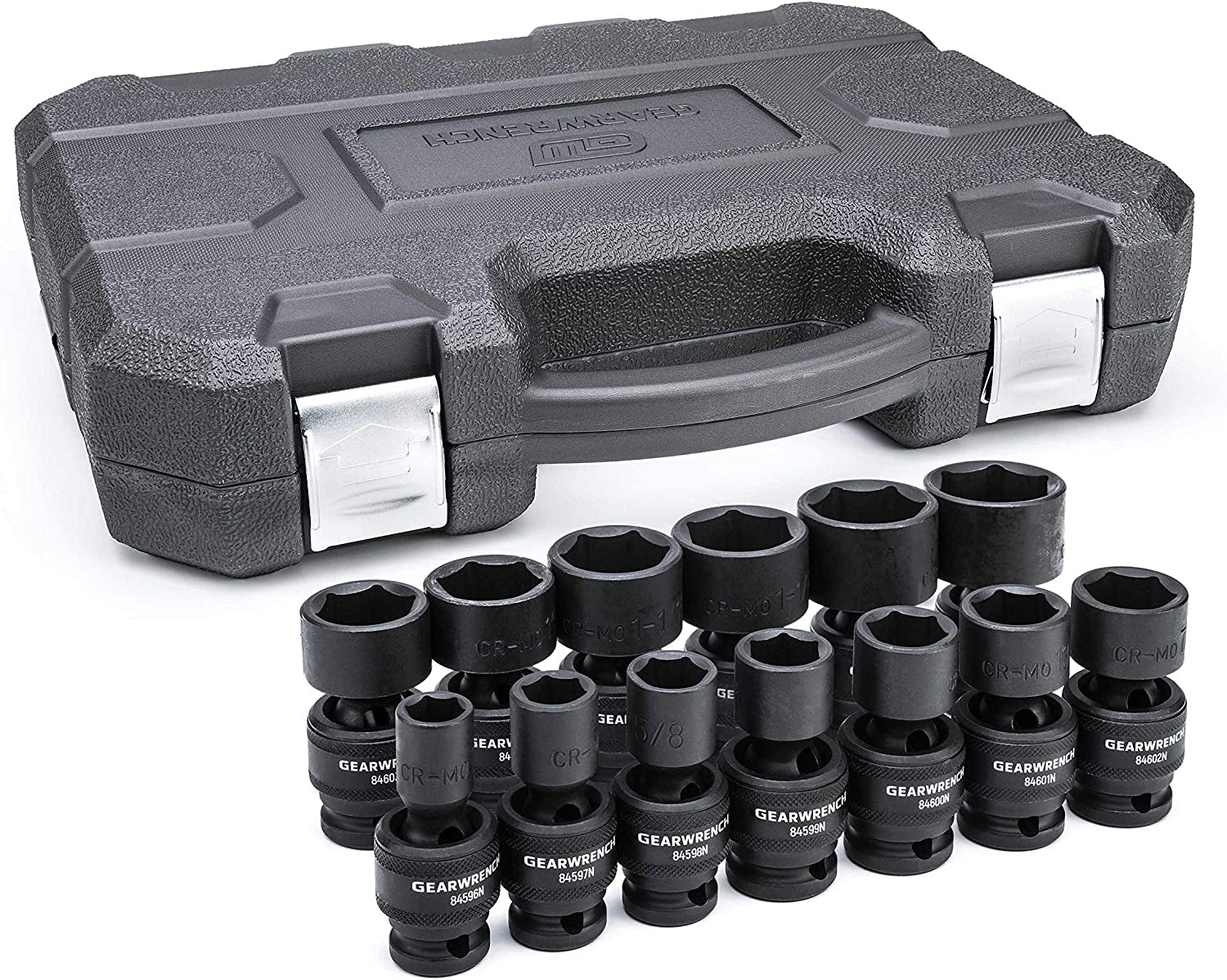 GEARWRENCH 13 Pc. 1/2" Drive 6 Pt. Standard Universal Impact Socket Set, SAE - 84938N