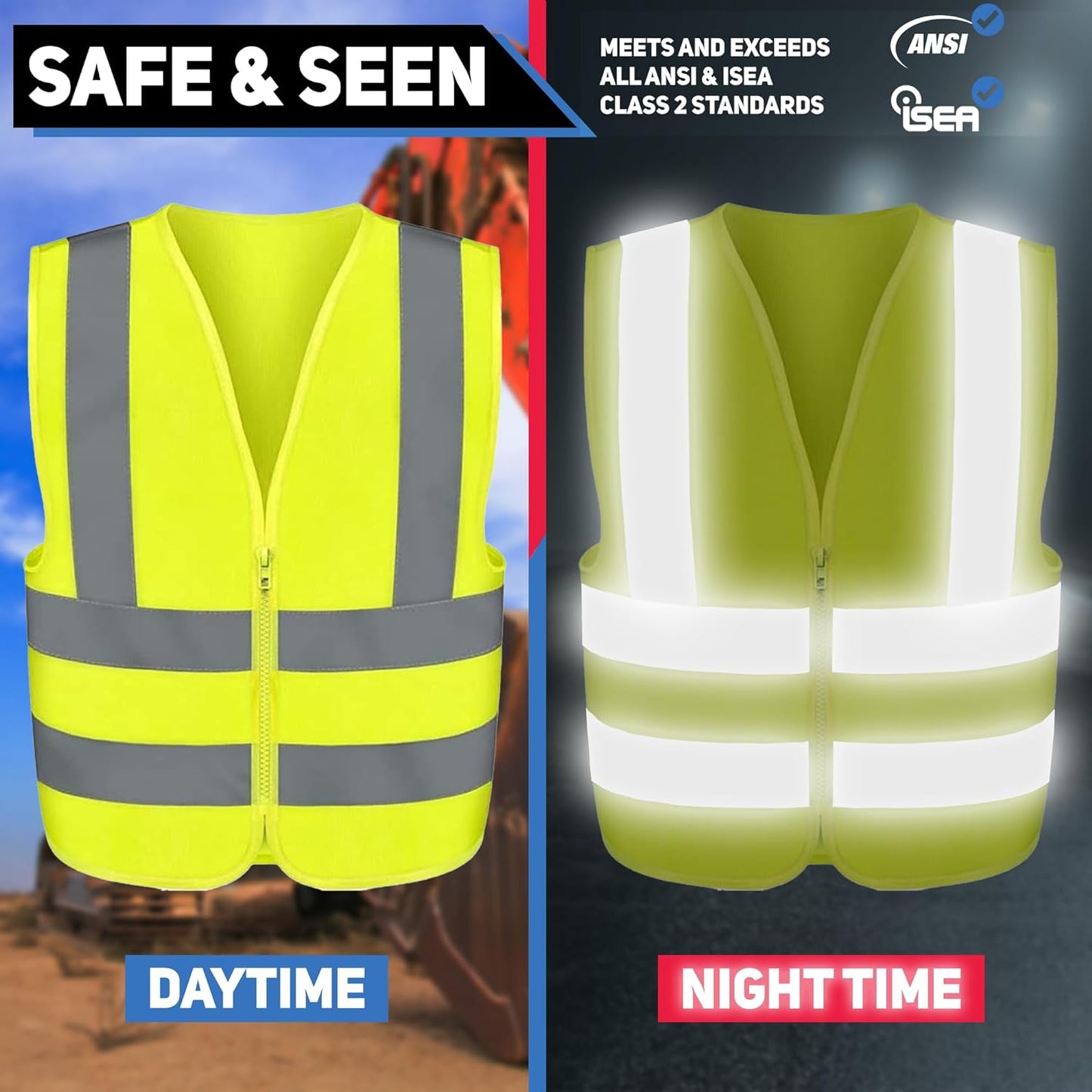 High Visibility Safety Vest, ANSI Class 2, No Pocket