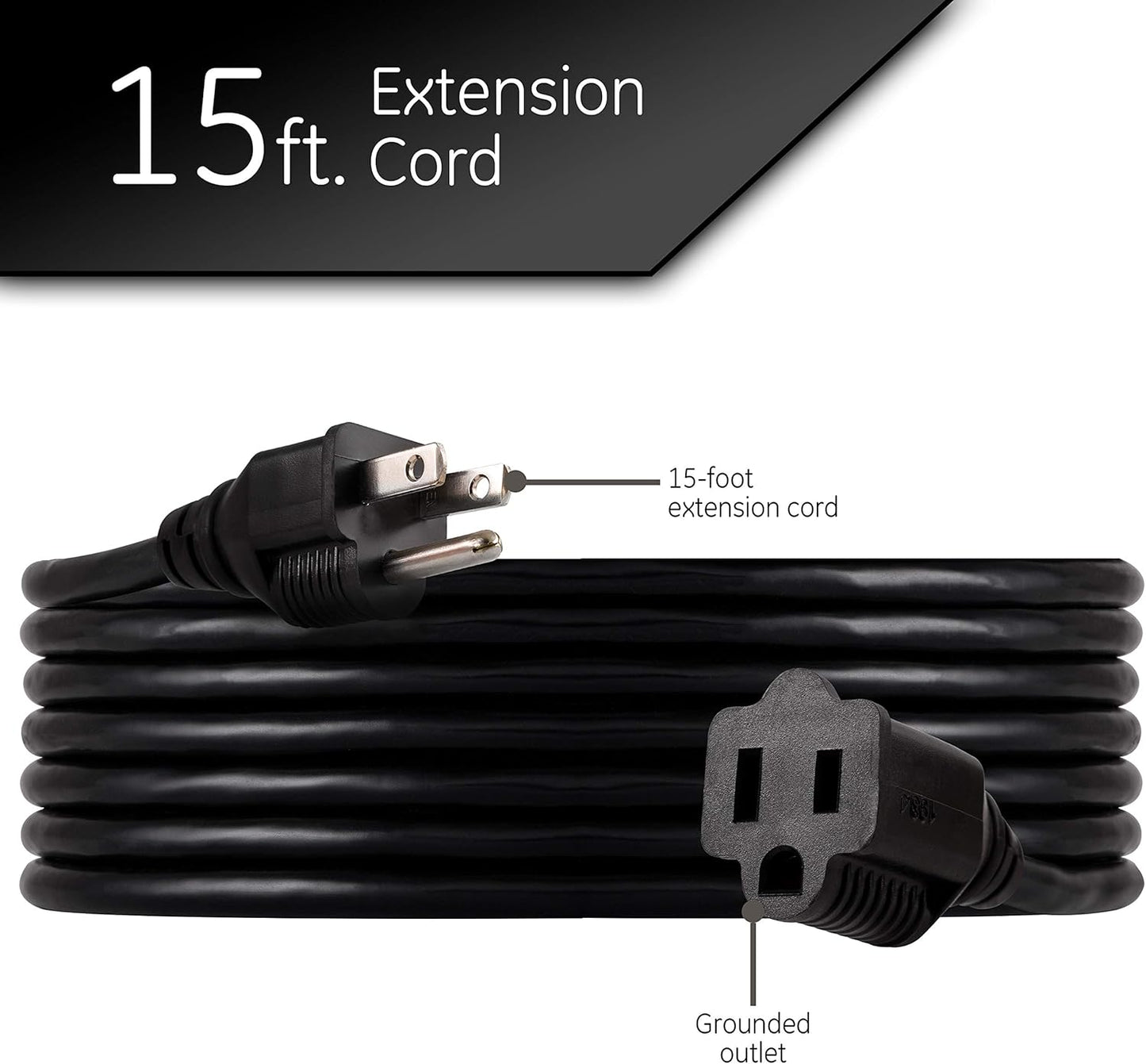 Outdoor Extension Cord, 15 Ft, Heavy Duty Extension Cord