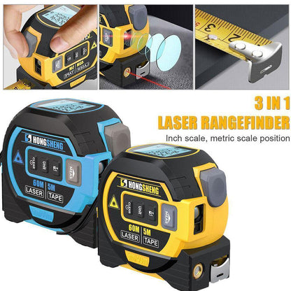 3 in 1 Laser Tape Measure Rangefinder 5M Tape Ruler Infrared High-Precision Intelligent Electronic Ruler Building Distance Meter