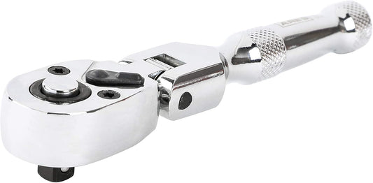 42043 Flex Head Stubby Ratchet, 1/4-Inch Drive 72-Tooth Ratchet | Premium Chrome Vanadium Steel Construction & Mirror Polish Finish