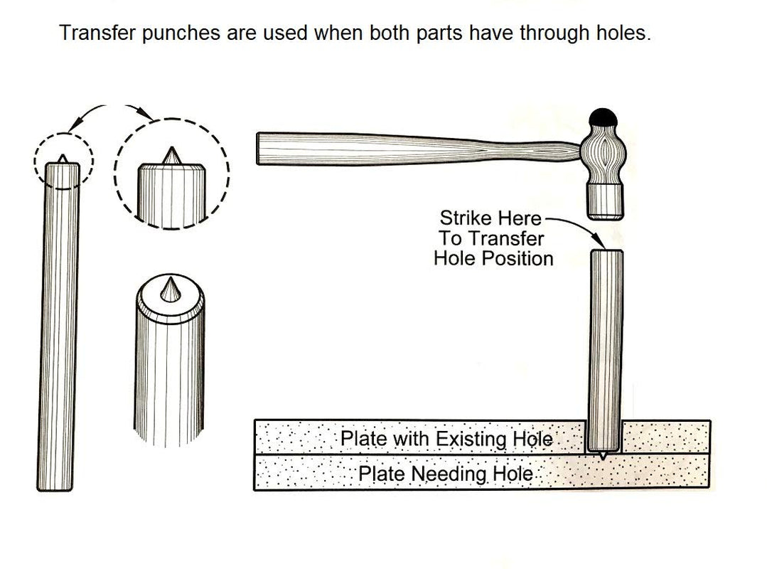 8600-0041 28-Piece Transfer Punch Set – 3/32" to 1/2" by 64Ths + 17/32", Precision Undersize .0025", Hardened Tool Steel, 4-7/8" Long, Black Oxide, Indexed Stand for Accurate Hole Transfer