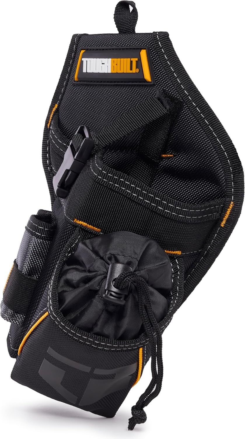 - Drill Holster, Adjustable Safety Strap & Bit Pockets, TB-220-B | Cliptech Hub Included, Adjustable Drill Strap, Bit Storage Pockets, 1680D Construction, Secure Access, Jobsite Ready