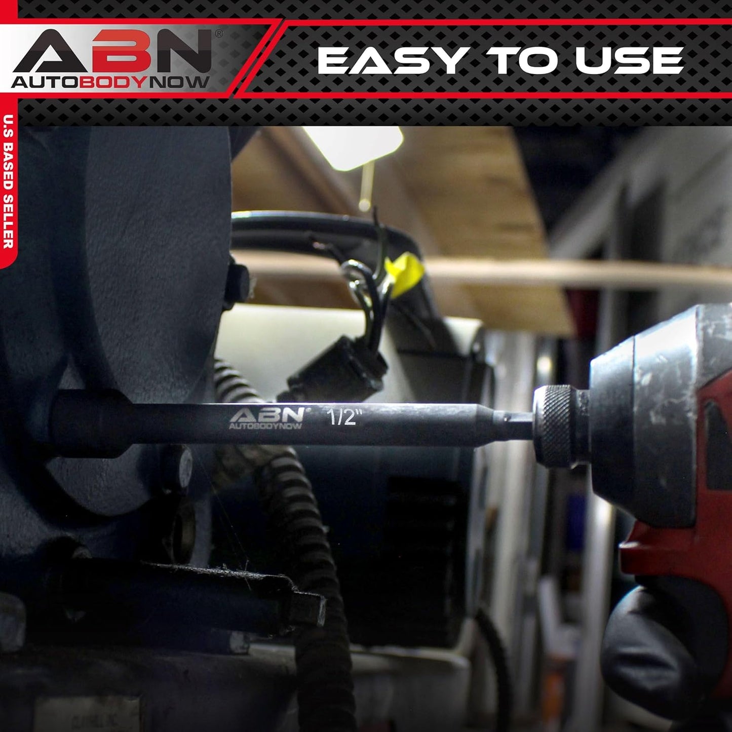 1/2 in Impact Nut Driver Tool - SAE 6 in Long Shank Nut Driver Bits Magnetic Tip Sockets, 1/4 in Hex Shank