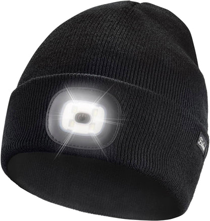 Unisex Beanie with the Light, Gifts for Men Dad Father Winter Caps | Hands Free Lighted Hat,Soft Warm and Comfortable , Ideal for Walking the Dog and Working Outdoors at Night