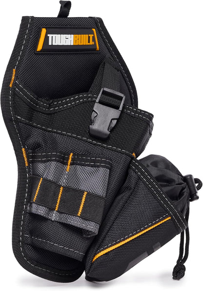 - Drill Holster, Adjustable Safety Strap & Bit Pockets, TB-220-B | Cliptech Hub Included, Adjustable Drill Strap, Bit Storage Pockets, 1680D Construction, Secure Access, Jobsite Ready