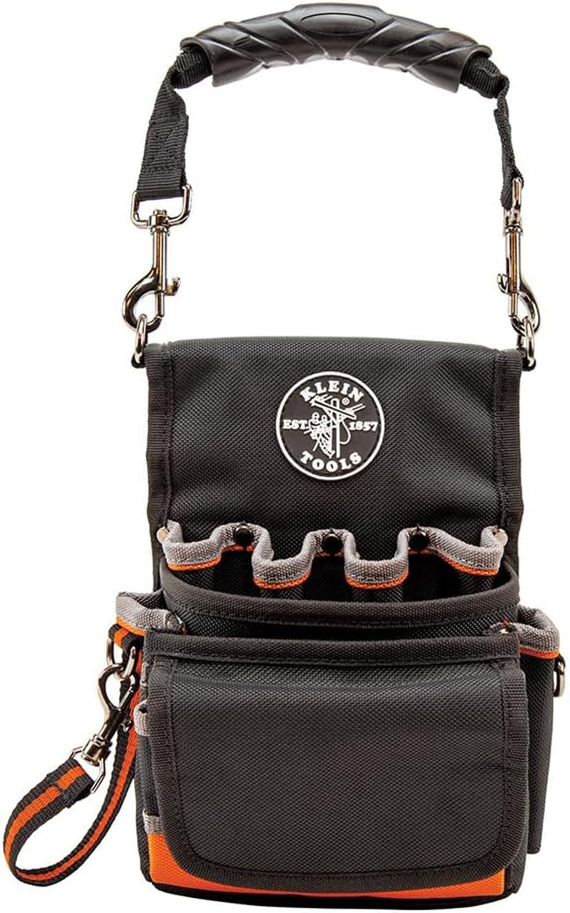 Klein Tools 5242 Tool Pouch, Tradesman Pro Tool Pouch with Electrical Tape Thong, Reinforced Bottom, 9 Pockets
