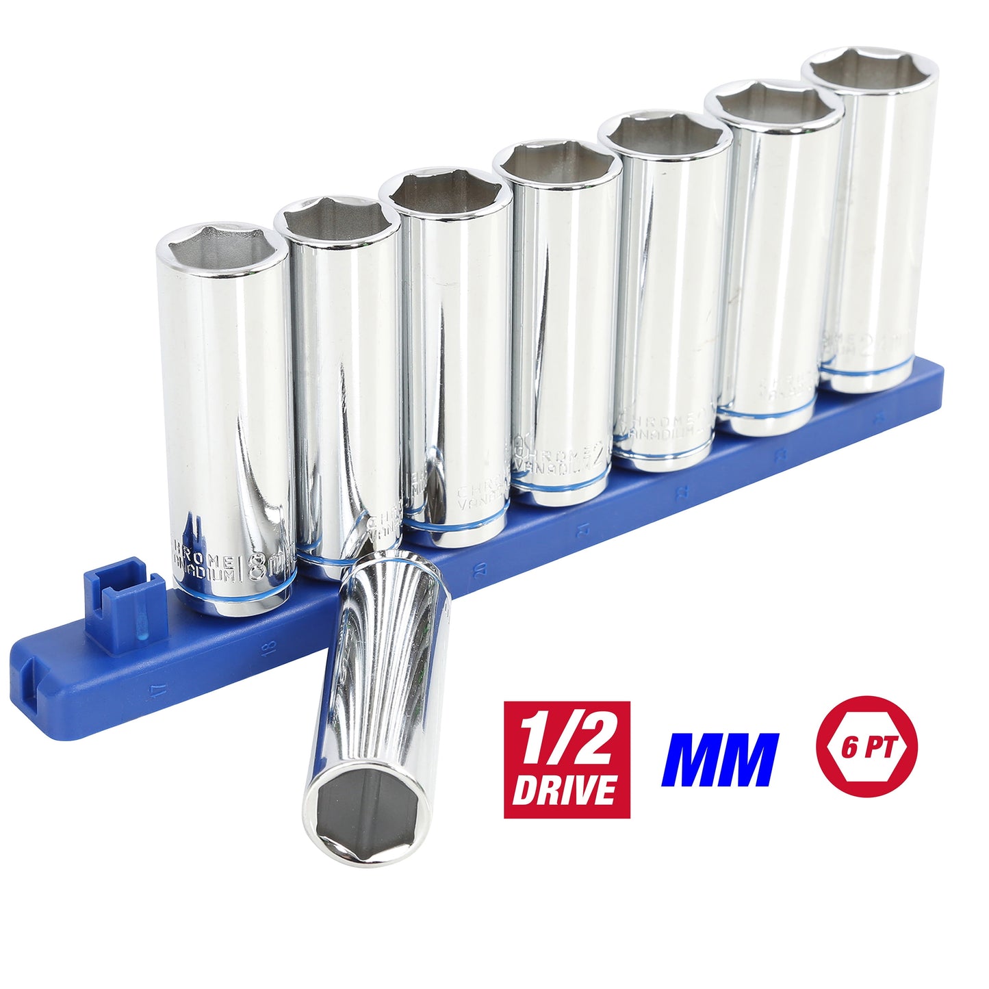9-Piece,1/2-Inch Drive Deep Metric Socket Set, 5834