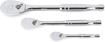 GEARWRENCH 3 Piece 1/4", 3/8" & 1/2" Drive 84 Tooth Full Polish Teardrop Ratchet Set - 81206A-07