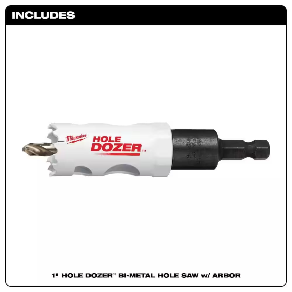 1 In. Hole Dozer Bi-Metal Hole Saw with 3/8 In. Arbor & Pilot Bit