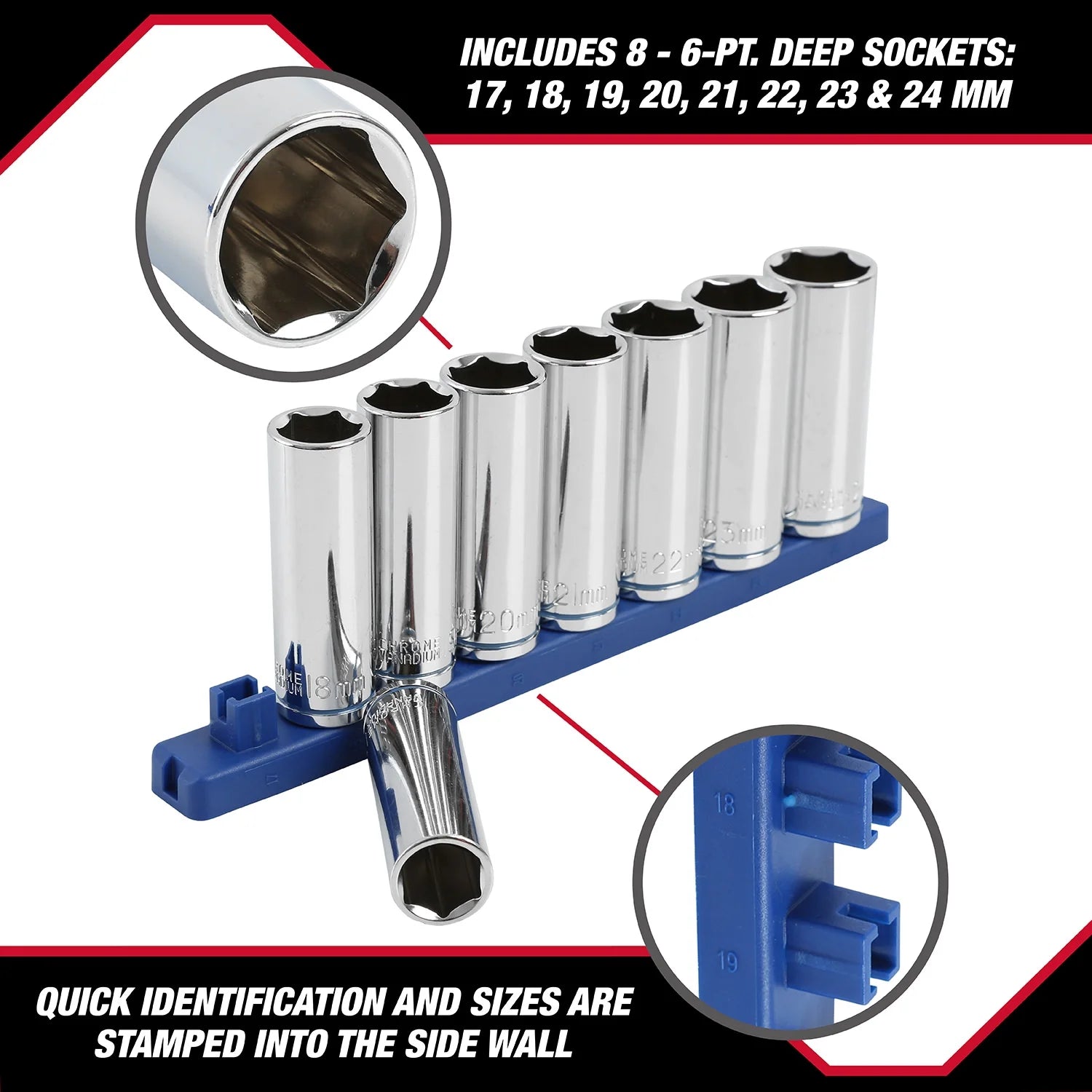 9-Piece,1/2-Inch Drive Deep Metric Socket Set, 5834