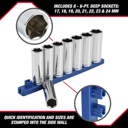 9-Piece,1/2-Inch Drive Deep Metric Socket Set, 5834