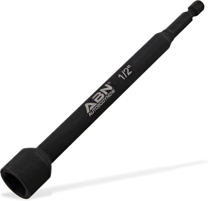 1/2 in Impact Nut Driver Tool - SAE 6 in Long Shank Nut Driver Bits Magnetic Tip Sockets, 1/4 in Hex Shank