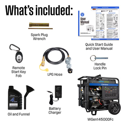 18000 Peak Watt Dual Fuel Home Backup Portable Generator, Remote Electric Start, Transfer Switch Ready, Gas & Propane Powered, CO Sensor