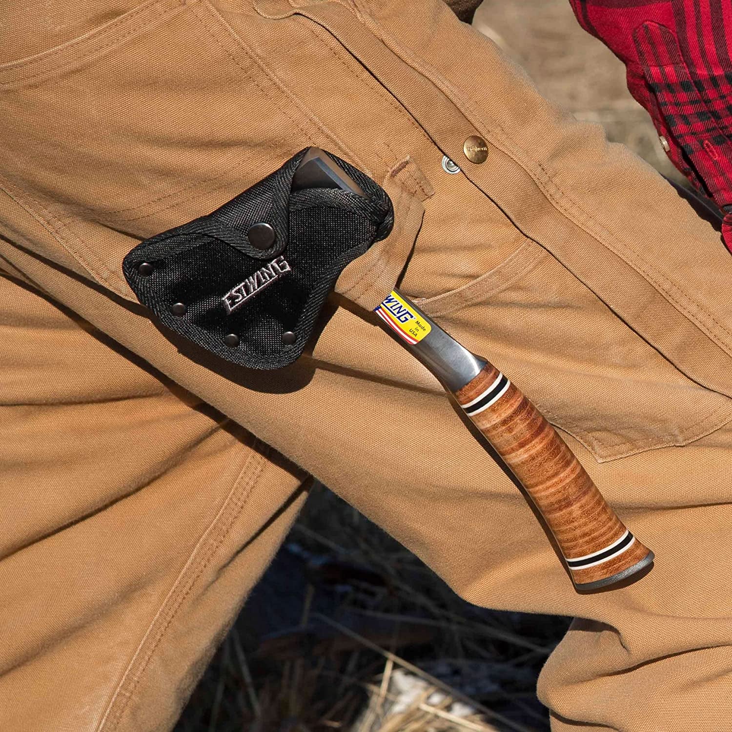Sportsman'S Axe - 12" USA Made Camping Hatchet with Forged Steel Construction & Genuine Leather Grip - E14A | Made in USA, Compact & Versatile, Genuine Leather Grip, Forged in One Piece, Heavy Duty Sheath