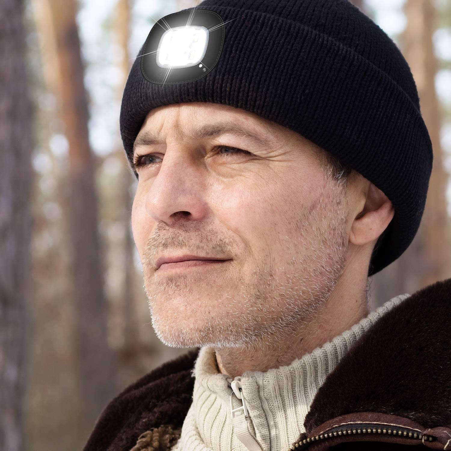 Unisex Beanie with the Light, Gifts for Men Dad Father Winter Caps | Hands Free Lighted Hat,Soft Warm and Comfortable , Ideal for Walking the Dog and Working Outdoors at Night