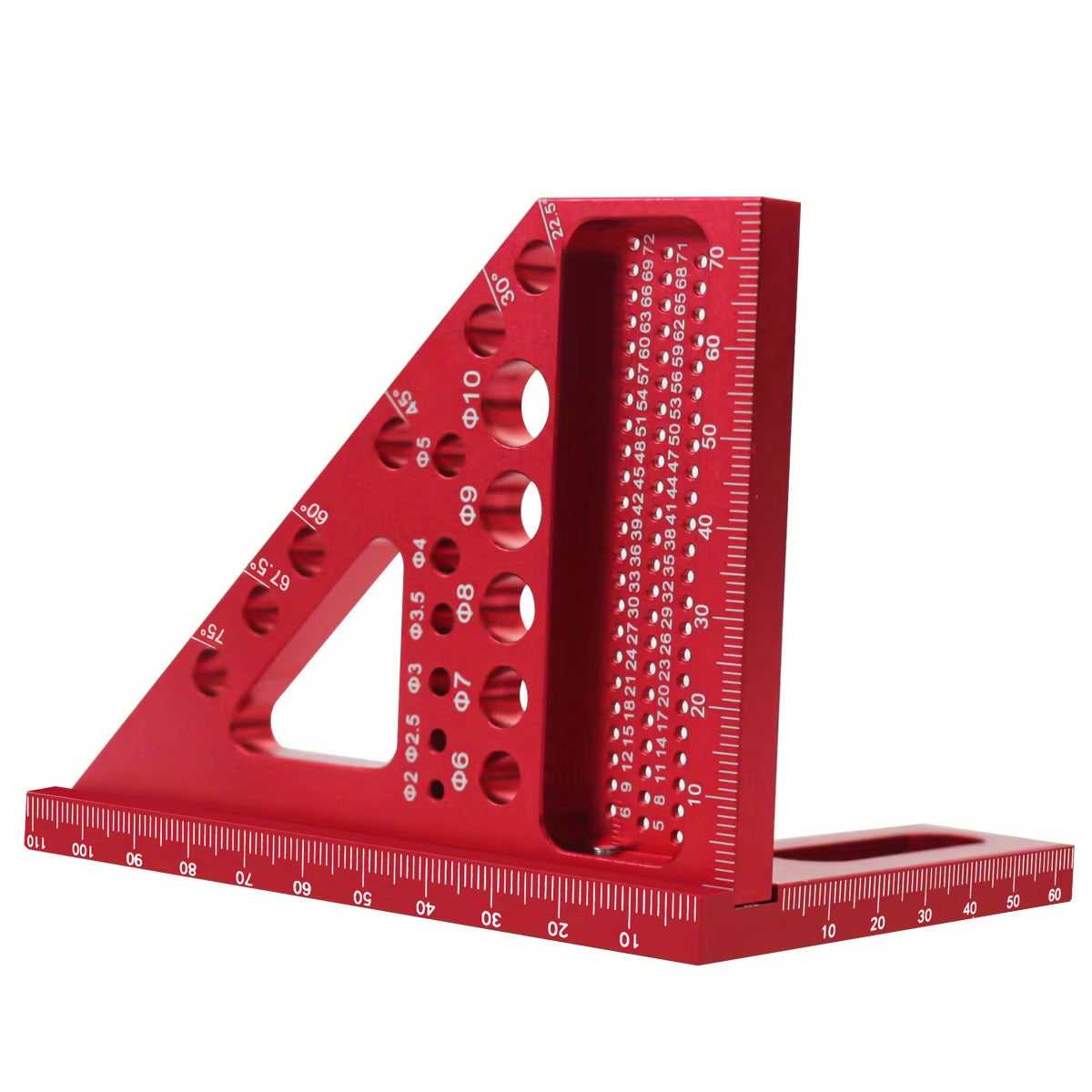 Woodworking Square Protractor, Woodworking Square with Dowel Pins,Aluminum Alloy Miter Triangular Ruler,Angler Scriber