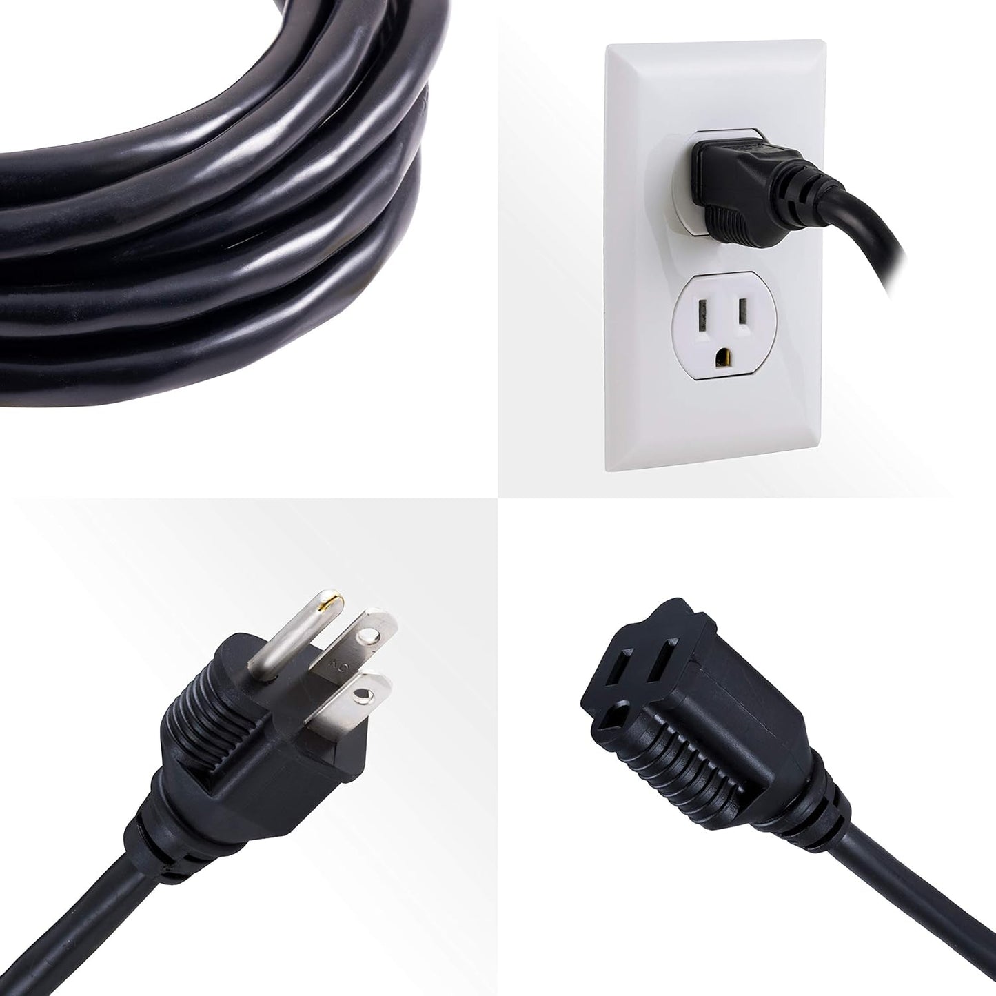 Outdoor Extension Cord, 15 Ft, Heavy Duty Extension Cord
