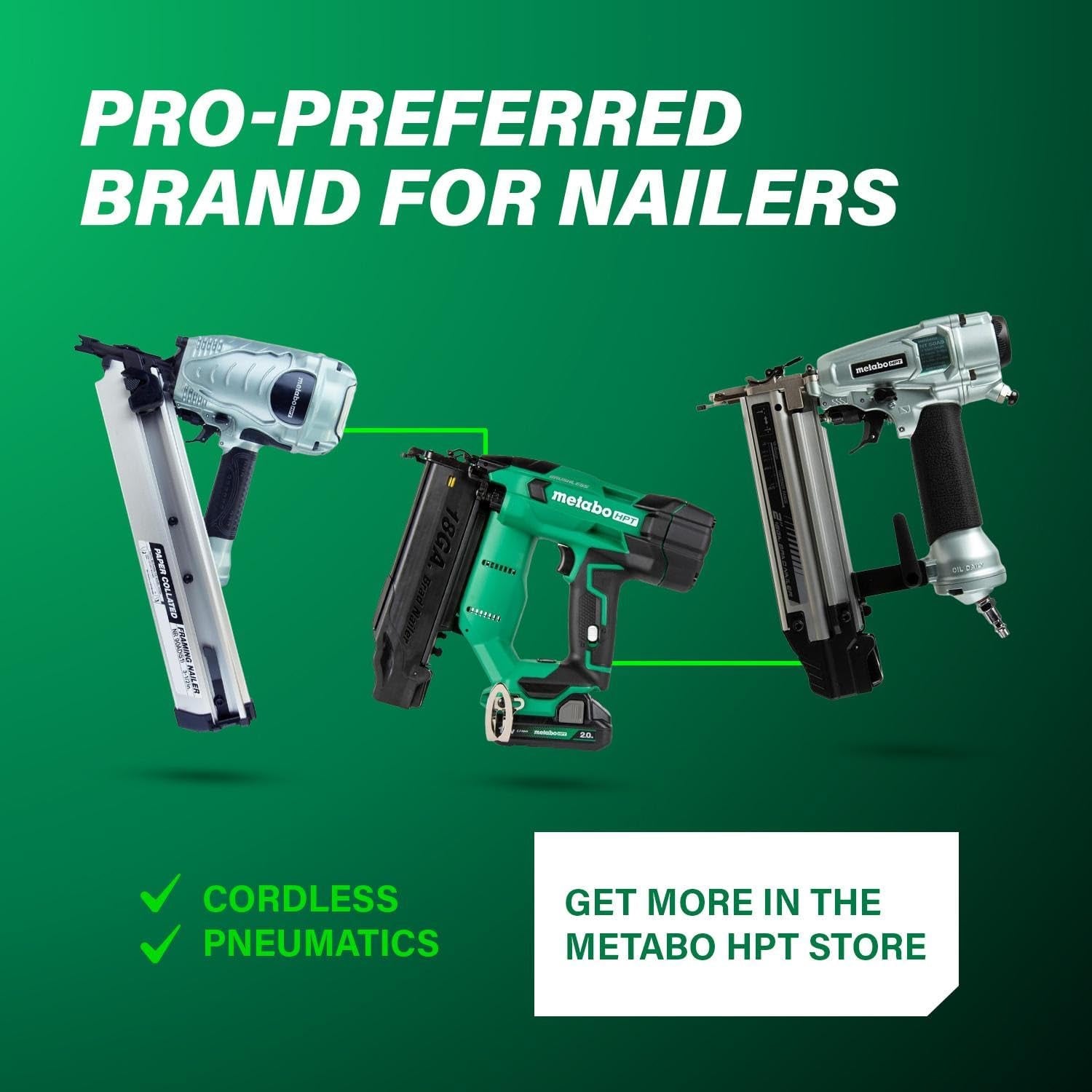 Metabo HPT Framing Nailer, Pro-Preferred Power Nailer for Flooring, Roof Decking, and More, Lightweight 7.5 Lbs Framing Tool for 21° 2" to 3-1/2" Plastic Collated Nails, NR90AES1 | Pro-Preferred Lightweight 7.5 Lbs Power Tool, Roof Decking and Flooring Use, Drives 2 to 3.5 Inch Nails