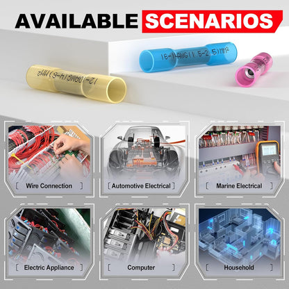 Heat Shrink Wire Butt Connector Kit Marine Waterproof Crimp Splice Terminal | ,100 Pcs