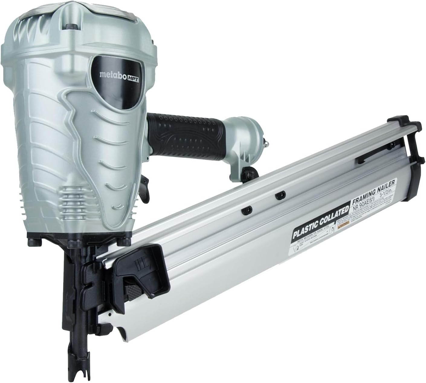 Metabo HPT Framing Nailer, Pro-Preferred Power Nailer for Flooring, Roof Decking, and More, Lightweight 7.5 Lbs Framing Tool for 21° 2" to 3-1/2" Plastic Collated Nails, NR90AES1 | Pro-Preferred Lightweight 7.5 Lbs Power Tool, Roof Decking and Flooring Use, Drives 2 to 3.5 Inch Nails