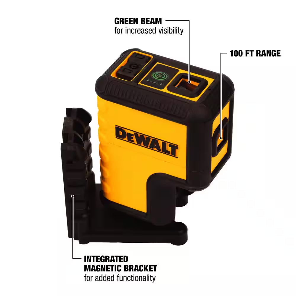 120 Ft. Green Self-Leveling 3-Spot Laser Level with (2) AA Batteries & Case