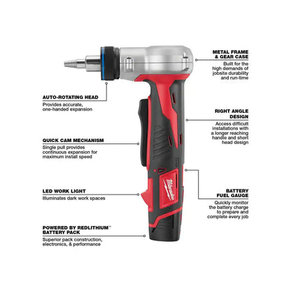 M12 12-Volt Lithium-Ion Cordless Propex Expansion Tool Kit with (2) 1.5Ah Batteries, (3) Expansion Heads and Hard Case
